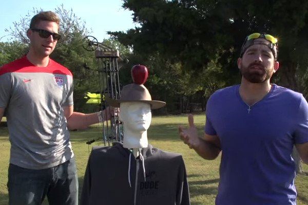 Trick archery screenshot from Dude Perfect on Youtube.